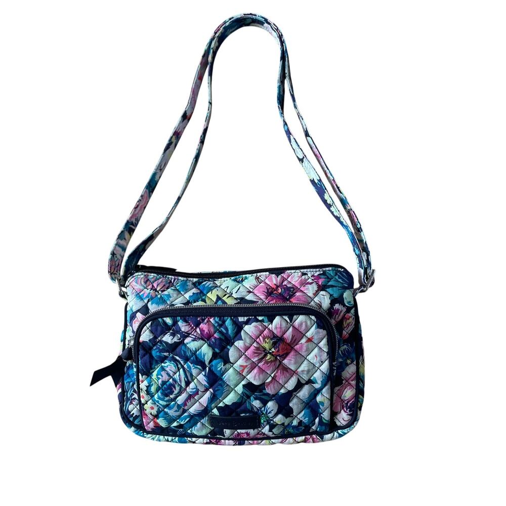 NWOT Vera Bradley Crossbody Bag in Blue Flowers Print Garden Grove